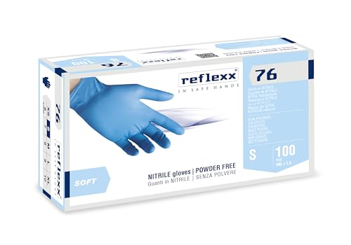 REFLEXX R76/S puderfrei Nitril Handschuhe, Gr3, 5 Größe S, hellblau (100 Stück)