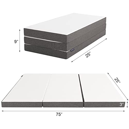 Molblly-Folding-Mattress-3-inch-Tri-Folding-Memeory-Foam-Mattress-Portable-Trifold-Mattress-Topper-with-Washable-Cover-Non-Slip-Bottom-Camping-Mattress-Guest-Bed-Small-Twin-75x25x3