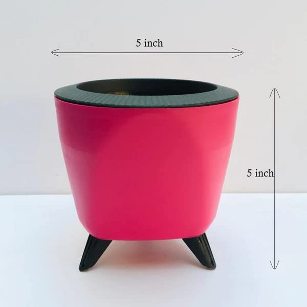Image of Garden Art Self Watering Pots Planter for Plants - 5.1 Inch, Round, Set of 4(PPLAP) Pink