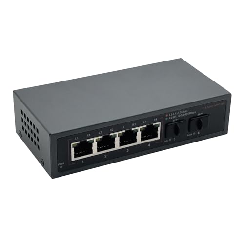 Image of 10Gtek 6 Port 2.5G Unmanaged Switch, 4 x 2.5G Base-T Ports, 2 x SFP+ Ports, Support 10 /100 /1000 /2500Mbps Adaptation, Plug & Play | Ethernet Splitter