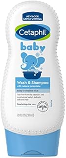 Cetaphil Baby Shampoo and Body Wash with Organic Calendula, Tear Free, Hypoallergenic, Ideal for Everyday Use, Dermatologist Tested, 7.8oz