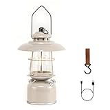 Metal Retro Classic LED Camping Lantern, 6500mAh Rechargeable Battery Last 17-500 Hours Camping Lamp, Large Dimmable Hanging Lantern, Vintage Camping Light with Hook for Courtyard Outdoor Decoration