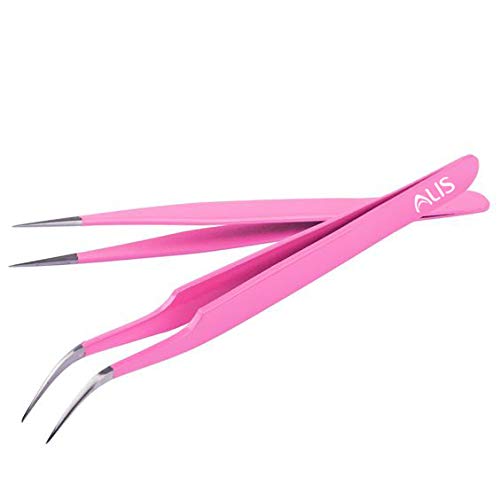 Alis Tweezer Set 2 pcs for Women and Men|Premium Stainless Steel for Eyebrow Upper Lips Blackhead Removal Flat & Pointed Tip for Facial Hair (PINK SQ45) (B08JYXYL4C) Amazon Price History, Amazon Price Tracker