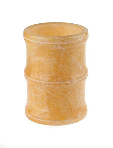 Élégant Vase Porte-Stylo ou photophore Massif Orange Calcite Pierre Naturelle Cover