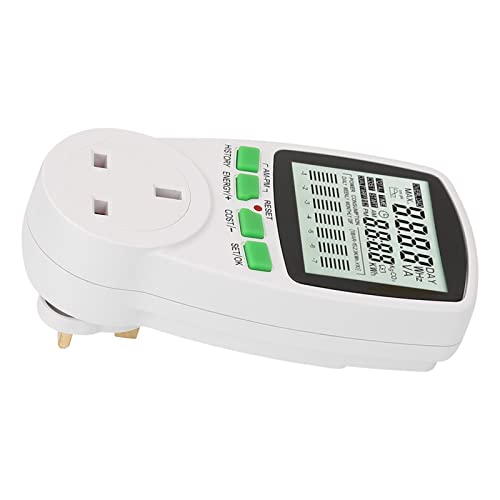 Dioche Power Outlet Monitor, Electricity Usage Monitor, Energy Monitor 0.000KWh-9999KWh Power Meter Plug 0-16A Electricity Usage Monitor