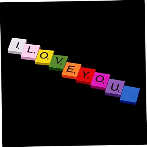 100 piezas de fichas de madera con letras coloridas miniatura 6