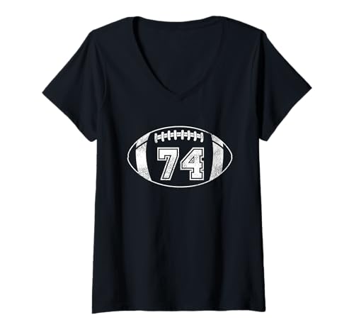 Femme Football Player #74 Maillot Maman Papa 74 Varsity Team T-Shirt avec Col en V
