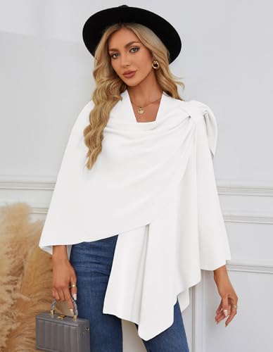 Image of PULI Womens Cross Front Poncho Shawl Wrap Elegant Wedding Formal Gift