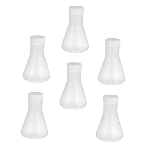 KICHOUSE 6 Pcs Plastic Erlenmeyer Flask Vacuum Flask Wide Mouth Erlenmeyer Flask Laboratory Flask Transparent Flask Chemical Flask Experiment Flask Distilling Flask Boiling Flask Lab Flask