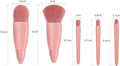 Kit Conjunto Com 5 Mini Pincéis Sintéticos De Maquiagem Profissional E Estojo Com Espelho Ótimo Para
