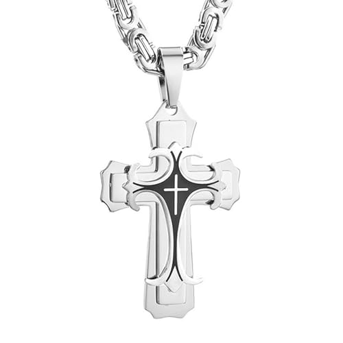 Collier en titane pur avec crucifix au style hip hop épuré