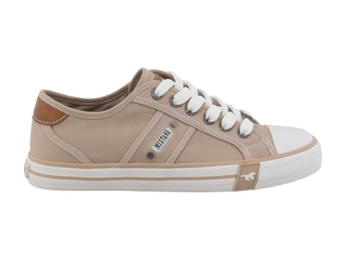 MUSTANG Damen Low-Top Sneaker, Frauen Halbschuhe,Turnschuhe,Laufschuhe,schnürschuhe,schnürer,straßenschuhe,Strassenschuhe,Beige,41 EU