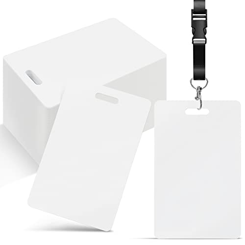 Uzant Pack of 120 White PVC Cards with Vertical Slot Punch on Short Side, CR80 30 mil Standard Credit Card Size, Plastic Blank Cards for Business Office Custom ID Badges, ID Cards, Hall Passes, Crafts