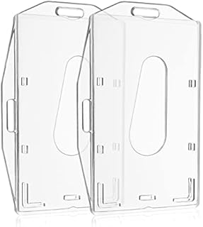 Vicloon Card Badge Holder2Pcs Clear Badge ID Card Holders Two-Sided Horizontal Vertical ID Card Holder Card Protector with Thumb Slot for School, Office, Identity Card