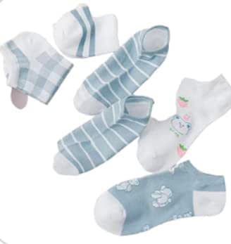 Amazon.com: [5 Pairs] Cute Blue & White Ankle Socks, Assorted Kawaii