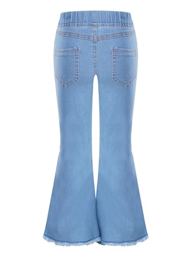 DINORMIN Kids Cowgirl Cute Flare Bootcut Jeans Bell Bottoms Jeans for Girls Casual Ripped Denim Pants2