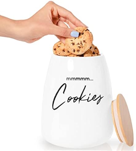 FIFTH FORK Cute and Fun Cookie Jars for Kitchen Counter - Unique and Large Ceramic Cookie Storage Containers - Perfect for Kitchen Counter & Gift Giving