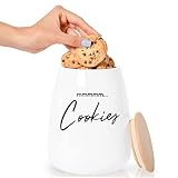FIFTH FORK Cute and Fun Cookie Jars for Kitchen Counter - Unique and Large Ceramic Cookie Storage Co
