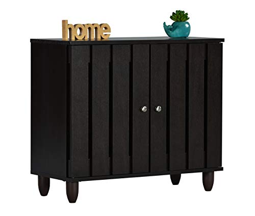 Image of DeckUp Minang 2-Door Engineered Wood Shoe Rack (Dark Wenge, Matte Finish)