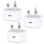 USB Type C Plug Fast Charge,USBC Fast Charger Plug Adaptor UK for iPhone 17 Pro Max Air 16e 16 Plus Pro Max 15 14 13 12 11 SE XR XS 8 Watch iPad Pro Mini Air,USB-C Ports Wall Charging Plugs,3Pack