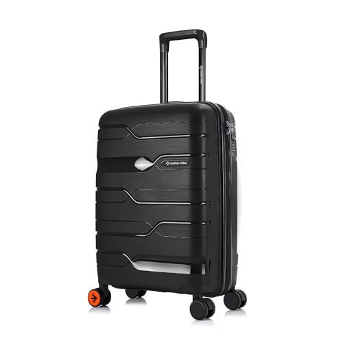 Image of Nasher Miles Paris Hardshell-Sided Polypropylene Cabin Luggage Black 20 Inch |55Cm 8 Wheel Inline Trolley Bag, Small