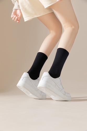 Image of Irisbear Cushion Crew Socks for Women Cotton Running Hiking Athletic Long Socks for Women 5 Pairs