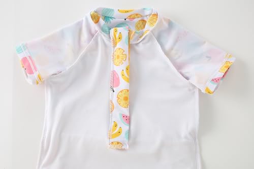 Image of AMIYAN Toddler Girls One-Piece Swimwear Short Sleeve Ruffle Swimsuit Zipper Rash Guard Bathing Suit for Little Girls 1-5Y