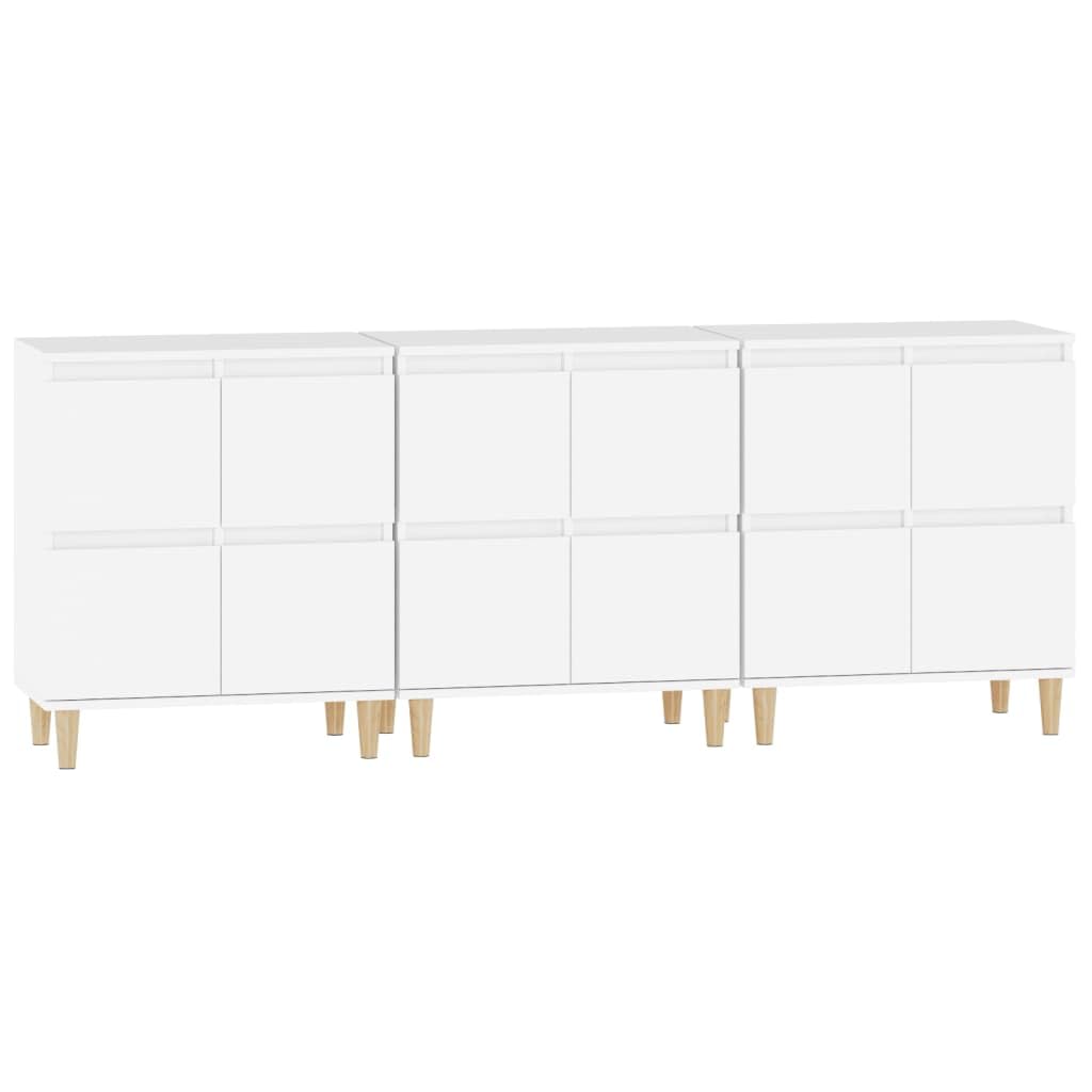 Kredens zestaw 3 sztuk, biały, 60 x 35 x 70 cm, materiał drewnopochodny, szafka uniwersalna z 4 półkami, do salonu, korytarza, kuchni, nowoczesny mebel do domu
