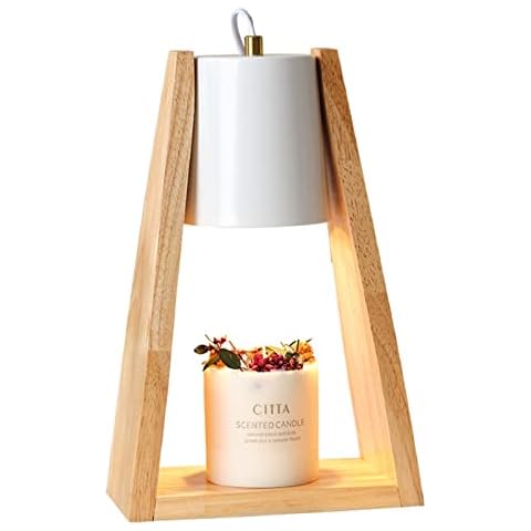 MINGPINHUIUS Electric Dimmable Candle Warmer Lamp,for Top-Down Candle Melting Aromatherapy Wax Melting Lamp,Compatible with Small and Large Candles,for Home Decor (White Oak,with Timer) Cover