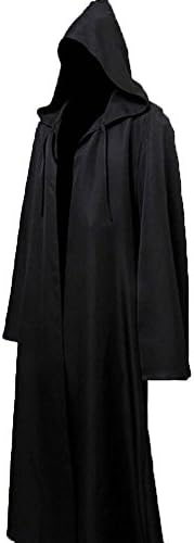 Mens Halloween Witch Cosplay Robe Costume Adult Hooded Cloak Cape,Black,Xlarge