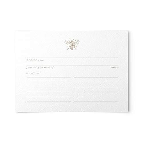 Gold Bee Recipe Cards from Dashleigh, 48 Cards, 4x6 inches, Water-Resistant and Double-Sided (Bee Recipe Cards)