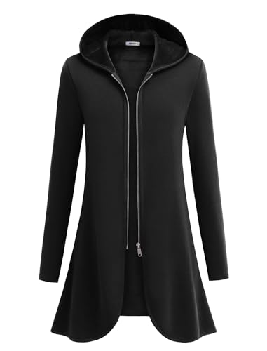 Zeagoo Women's Zip Up Hoodies Oversized Fleece Long Tunic Sweatshirts Casual Long Sleeve 2025 Fall Hoodie Jacket Coat Black