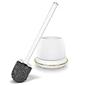 Gold Toilet Brush and Holder Set, Toilet Bowl Brush with Long Handle, Easy to Assemble of Compact Toilet Scrubber, Toilet Brush Set with No Leaks Have Vent, Stylish Gold Bathroom Accessories. U