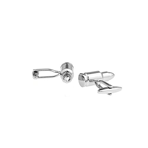 Men's Rhodium Plated Cufflinks Silver Bullet Shirt Wedding Business Cuff Links #TOP2