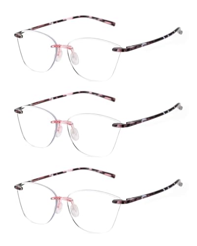TERAISE Occhiali da Lettura Senza Montatura per Donna Comodi Leggeri e Senza Montatura Occhiali da Computer con Filtro Luce Blu, 1.5x