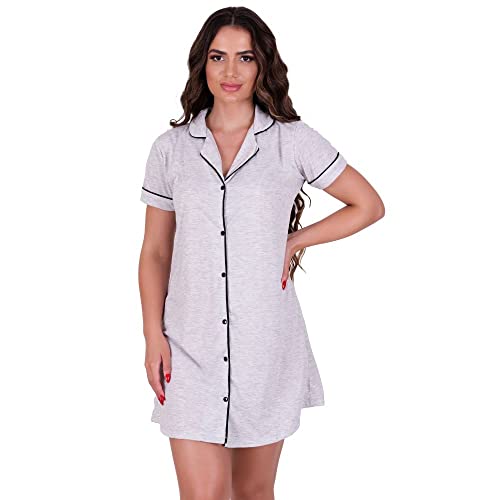 Camisola Americana com Botões Amamentação Blogueira Tamanho:M;Cor:Cinza;Genero:Mulher