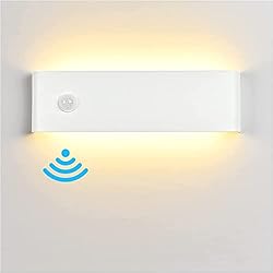Lampara Decorativa Con Sensor De Movimiento Aplique Pared Interior,Applique da Parete con Sensor de Movimiento 12W 31CM Aluminio Moderno/Decorativo Blanco Cálido 3000k Lampara Pared Adecuado Para Escenas de Interior,Blanco
