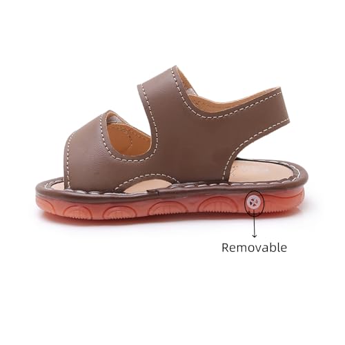 Image of WILLFUN Baby Boy Girl Summer Infant Squeaky Sandals Premium Rubber Sole Closed-Toe Non-Slip Shoes Toddler First Walkers