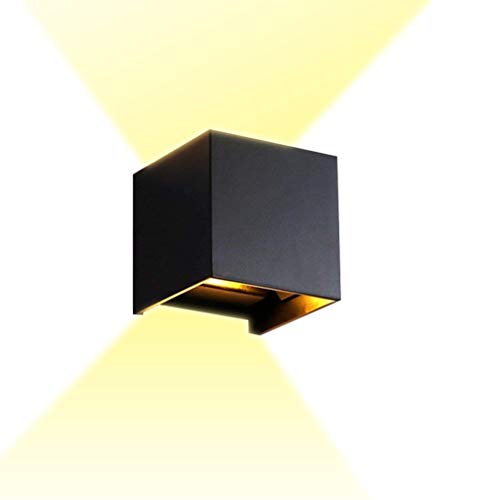 LED Applique Murale Extérieure Jardin Lumières Vintage Extérieure Lampe Noir En Aluminium Cube Lampe Murale Imperméable à l'eau avec Réglable Faisceau Angle IP65 Mur Éclairage Villa Lumière Chaude 6W Cover