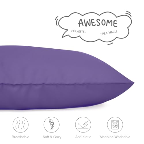 Image of EXQ Home Toddler Pillowcases Zippered 13x18 Travel Pillow Case Set of 2, Small Pillow Case Fits Baby Pillow Sized 12x16, 13x18, Kids Pillowcases 2 Pack Machine Washable(Deep Purple)