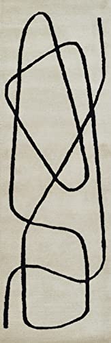 Momeni Simba Wool with Cotton and Latex Backing Area Rug, Ivory, 2'6