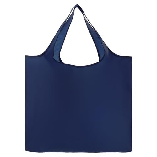 uxcell Reusable Grocery Bags, 1Pcs Washable Shopping Totes with Handles, Foldable Large Cloth Grocery Bag for Shopping, Camping and Traveling (Navy) -  a24092600ux1783