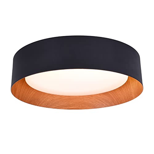 Bargeni Flush Mount Ceiling Light,13 inch Ceiling Light Fixtures,Matte Black with Wood Accent,3000K/Warm White/18W(100w Equiv.),Dimmable LED Lighting Fixtures Ceiling for Kitchen,Outdoor and Bathroom by Bargeni - Used condition - CA$30.87