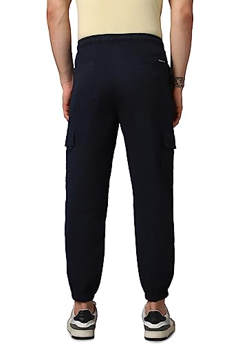 Image of Hubberholme Men's Regular Fit Cotton Trousers, Ankle Length Button Closure Elasticated Waist Cargo Joggers