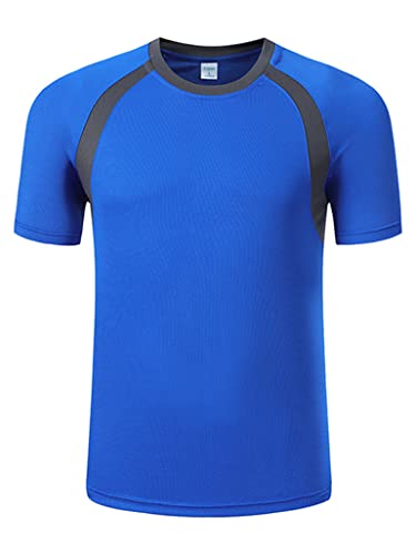 Loodgao Men\'s Short Sleeve Tee Workout Shirt Quick Dry Gym Sports Running Hiking Athletic T-Shirt Activewear Blue Large