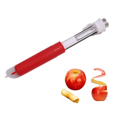 Vide-Pommes en Acier Inoxydable, 2 en 1 Éplucheur de Fruits Multifonction, Dénoyauteur de Pommes, Vide Trognon Pomme, vide pomme avec PoignéE en abs, Rouge/Vert
