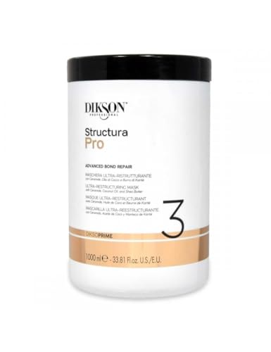 Dikson Structura Pro Maschera Ultra-Ristrutturante, Trattamento Professionale per Capelli, 1000ml, Crema, Ristrutturante, Capelli Secchi e Danneggiati