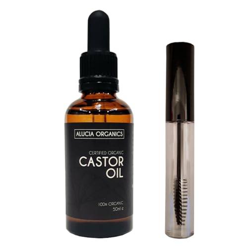 Olio di ricino biologico certificato ALUCIA ORGANICS - Olio di ricino puro al 100% per viso, sopracciglia, ciglia e capelli - Naturale, spremuto a freddo e non raffinato - Vegano e cruelty-free (50