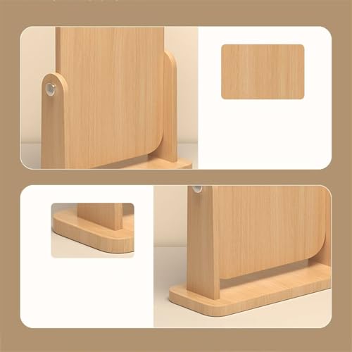 Espejo de maquillaje de mesa con base giratoria de madera natural en tamaño pequeño 5
