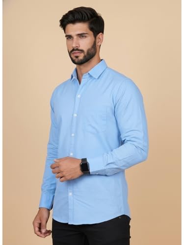 Image of Full Sleeve Black Formal Shirt for Men Cotton Regular Fit Casual - Pure Premium Branded Shirts for Men Formal Stylish Slim Plain Solid Man Wear as Office and Party